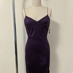 Purple Velour Spagetti Strap Dress